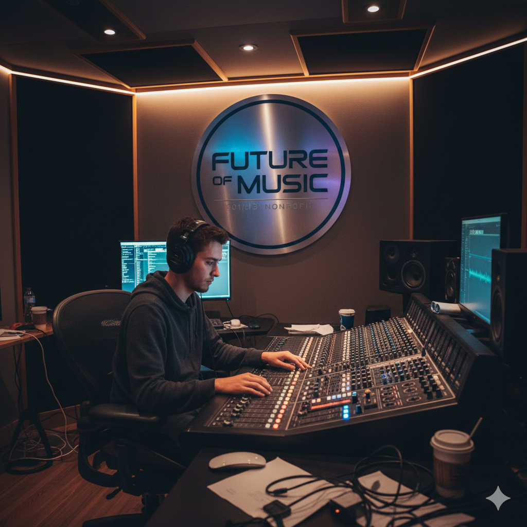 A young person working with a music mixer